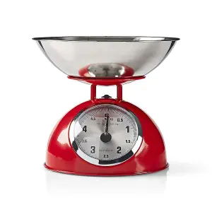 Retro Mechanical Kitchen Scales, Analogue Display, Max. 5Kg Capacity, Stainless Steel