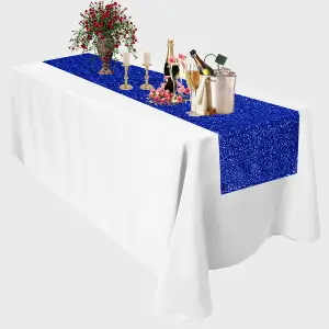 Neel Blue 11x108 Inch Shimmer Sequin Table Runner Glitter Fabric, Royal Blue