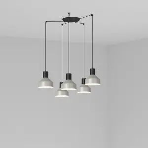 Luminosa Kombo Cluster Pendant Ceiling Light Grey, E27