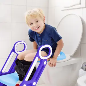 KEPLIN Potty Toilet Seat Adjustable Baby Toddler Kid Toilet Trainer with Step Stool Ladder for Boy and Girl (Purple)