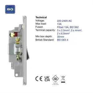 BG FBS50 Nexus Screwless Flat-Plate Switched Fused Connection Spur Unit 13A