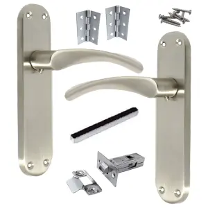 Monja Astrid Door Handles Arched Lever Satin Latch Hinges Pack