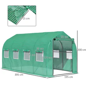 Outsunny 4 x 2 M Walk in Polytunnel Greenhouse Galvanised Steel w/ Zipped Door