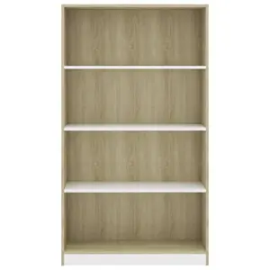 Attwood Bookcase Sonoma Oak/White / 142cm H x 80cm W x 24cm D