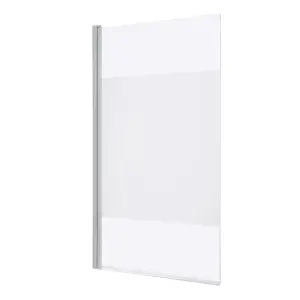 GoodHome calera Straight 1 panel Frosted glass White Bath screen, (W) 865mm (H) 1400mm