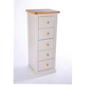 Loreo 5 Drawer Narrow Chest of Drawers Wood Knob