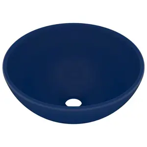 Belfry Bathroom Yogi 325mm L x 325mm W Ceramic Circular Countertop Basin Sink Dark Blue