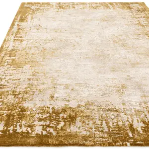 Gold Abstract Luxurious Modern Easy To Clean Rug For Dining Room Bedroom & Living Room-200cm X 290cm