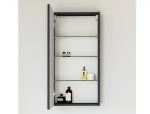 Bathroom Mirror Cabinet Mirrored Wall Unit 400mm Cupboard Black Grey Ash Avir