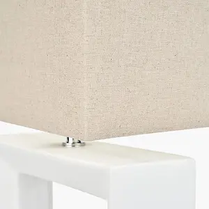 Block White Ceramic Rectangular Table Lamp