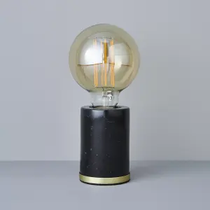 Inlight Cylinder Matt Black Marble effect Table lamp