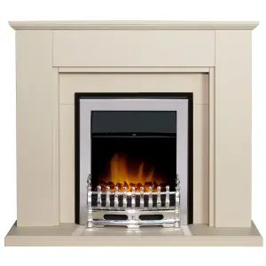 Adam Greenwich Fireplace in Stone Effect with Blenheim Electric Fire in Chrome, 45 Inch