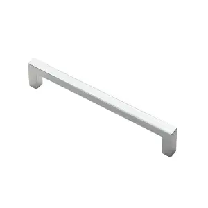 Square Block Pull Handle 170 x 10mm 160mm Fixing Centres Polished Chrome