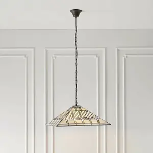 Tiffany Glass Hanging Ceiling Pendant Light Dark Bronze 3 Lamp Shade i00143