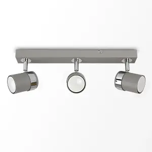 ValueLights Rosie Modern 3 Way Cement Effect Straight Bar Ceiling Spotlight