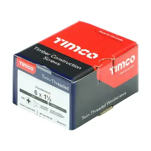 TIMCO Twin-Threaded Countersunk Silver Woodscrews - 6 x 1 1/2 (200pcs)