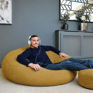 rucomfy Jumbo Cord Goliath Beanbag - Mustard