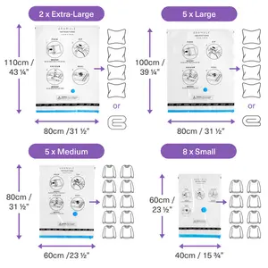 Plastic / Acrylic Vacuum Storage Bags (Set of 20)