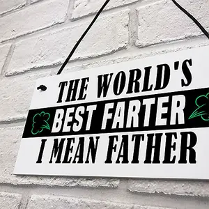 Red Ocean Funny Fathers Day Sign BEST FARTER Novelty Gift For Dad Daddy Birthday Gift For Dad For Him Daughter Gifts Joke Humour