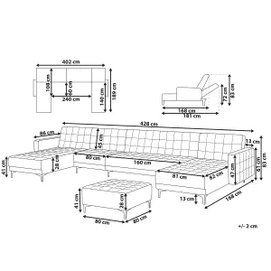 Large Sofa with Ottoman ABERDEEN White Faux Leather Symmetrical