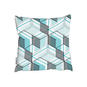 Cushions - Blue Geometric Hexagons (Cushion) / 60cm x 60cm