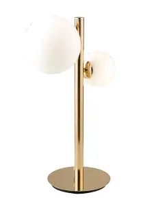 Luminosa Hera Twin Globe Table Lamp, Gold, Opal, G9