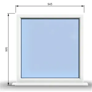 945mm (W) x 995mm (H) PVCu StormProof Window - 1 Non Opening Window - Toughened Safety Glass - White