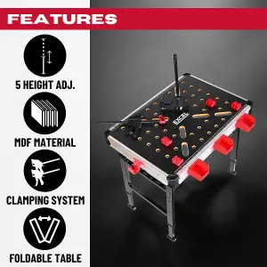 Excel 2-in-1 Foldable Workbench Table Sawhorse Adjustable Height With 2 Clamps