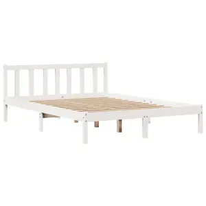 Berkfield Bed Frame without Mattress White 150x200 cm King Size Solid Wood Pine