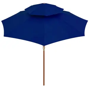 Berkfield Double Decker Parasol with Wooden Pole Blue 270 cm