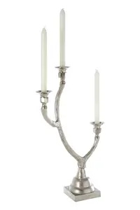 Interiors by Premier Set of 2 Antler Design 3 Candle Holder Stand, Christmas Candlestick Holder with Decorative Finish