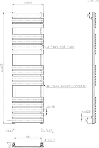 Right Radiators 1600x450 mm Designer Flat Panel Heated Towel Rail Radiator Bathroom Warmer Heating Chrome