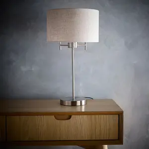 Shirley Satin Nickel Table Lamp with Linnen Shade