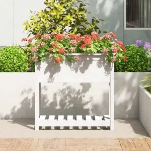 Berkfield Planter with Shelf White 82.5x34.5x81 cm Solid Wood Pine