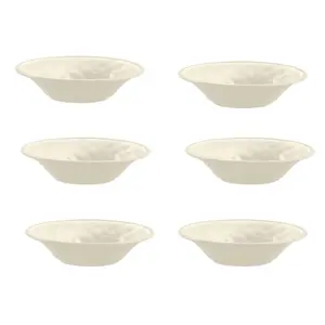 Purely Home Crackle Cream Melamine Low Bowls - Set of 6