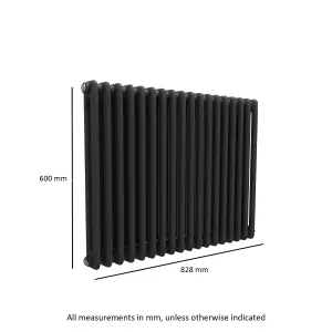 Nes Home 828 X 600 mm Matte Black Double Traditional Radiator