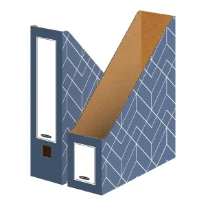 5 BANKERS BOX Decor Magazine Files Cardboard Transfer Boxes W100 x H290 x D228mm Pack of 5 Slate Blue