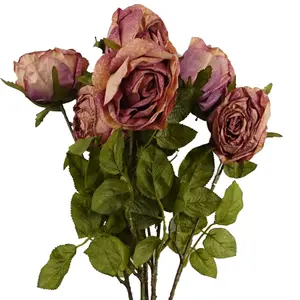 Pack of 6 x 70cm Artificial Dark Pink Rose