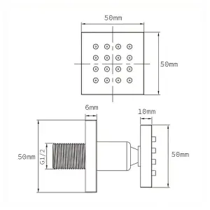 Nes Home Olive 3 Dial 3 Way Square Set - Shower Head, Handset And Body Jets