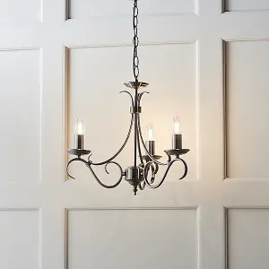 Luminosa Bernice 3 Light Multi Arm Ceiling Pendant Antique Silver, E14