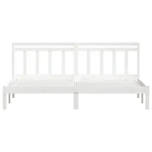 Berkfield Bed Frame White Solid Wood Pine 200x200 cm