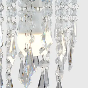 ValueLights Pair Of Chandelier Design Ceiling Pendant Light Shades With Clear Acrylic Jewel Effect Droplets