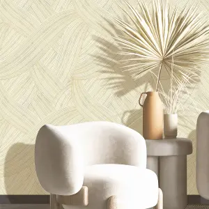 Galerie Stratum Collection Metallic Beige/Cream/Grey Geometric Swirl Lines Double Width Wallpaper Roll