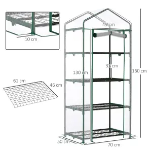 Outsunny Portable 4-Tier Mini Greenhouse Plant Grow House Shed w/ Clear Cover