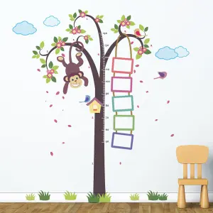 Walplus Nursery Children Wall Stickers Decoration Murals Monkey Height Measure Vinyl Kids Sticker PVC Multicoloured