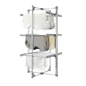 3 Tier Electric Deluxe Heated Clothes Airer 24 Rails Clothes Heating Drying Rack 111cm 220w