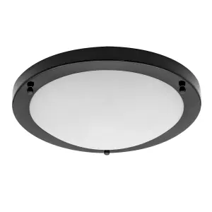 Litecraft Mari Black Large Flush Bathroom Ceiling Light