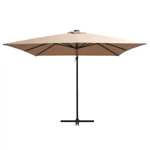 Berkfield Cantilever Umbrella with LED lights and Steel Pole 250x250 cm Taupe