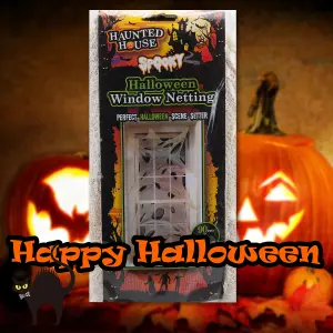 Halloween Window Netting Decoration Trick or Treat Party 365cm x 90cm White