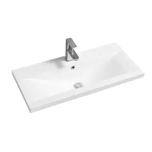 5004 Ceramic 80cm x 40cm Mid-Edge Inset Basin with Dipped Bowl